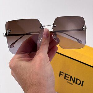 Fendi FIRST Sunglasses – Palladium Square Rimless Gradient Brown FE4082US 16Z